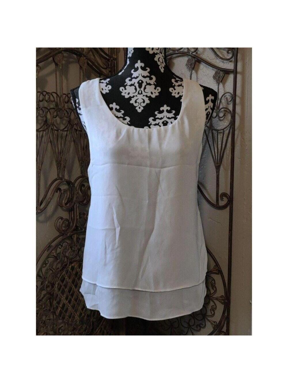 SMALL Women True Light Layered Sleeveless Racerback Asymmetric Hem Chiffon Top